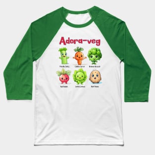 Adora-Veg Cute Veggies with Names Baseball T-Shirt